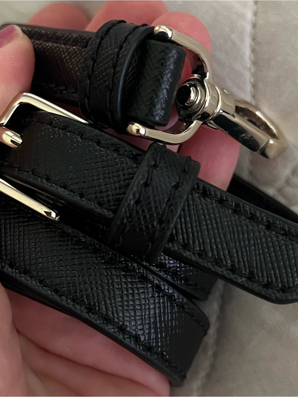 Kate Spade Black Saffiano Leather Gold Hardware Replacement Strap Authentic - Picture 2 of 16